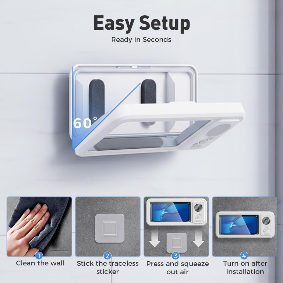 Soporte de ducha para móvil con altavoz y bluetooth